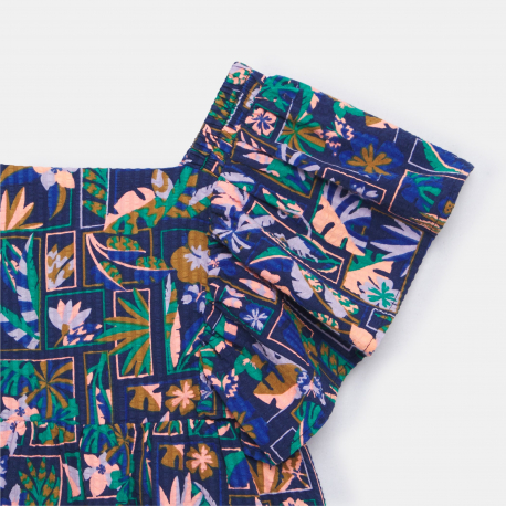 Okaidi Φόρεμα με τυπωμένα σχέδια με μανικάκια με βολάν μπλε για κορίτσια