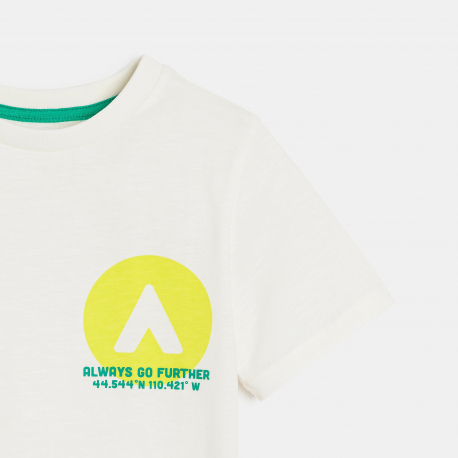 Okaidi Μπλούζα κοντομάνικη με μήνυμα γκρι μελανζέ για αγόρια