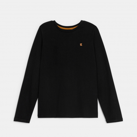 Okaidi Μπλούζα μακρυμάνικη, μονόχρωμη, μαύρη για αγόρια