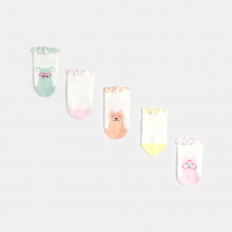 Obaibi Καλτσάκια κοντά, με ιδιαίτερο σχέδιο, πολύχρωμα για μωρά  κοριτσάκια (σετ των 5)