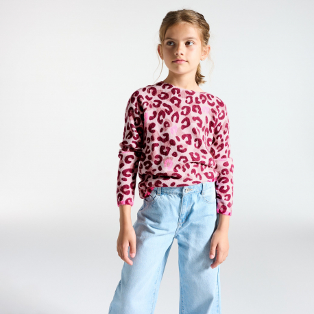 Okaidi Πουλόβερ με τυπωμένα σχέδια λεοπάρ ροζ για κορίτσια