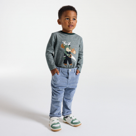 Obaibi Μπλούζα γκρι με μοτίφ ζωάκι για μωρά αγοράκια