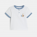 Obaibi Ensemble t-shirt coton et short nid d"abeille bleu bebe garcon