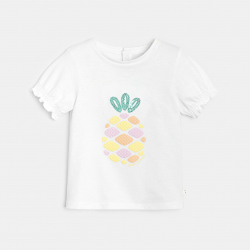 Obaibi Μπλούζα με πούλιες, λευκή για μωρά κοριτσάκια