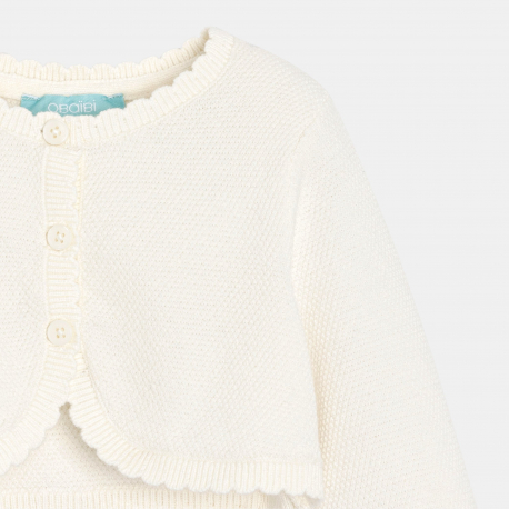 Obaibi Μπολερό από πλεκτό ύφασμα, λευκό για μωρά κοριτσάκια