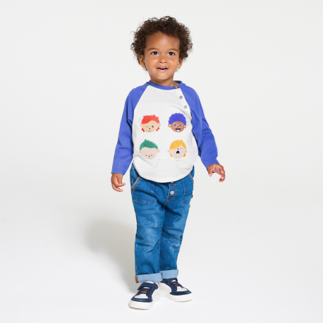 Obaibi Μπλούζα μακρυμάνικη, εκφράσεις, μπλε για μωρά αγοράκια