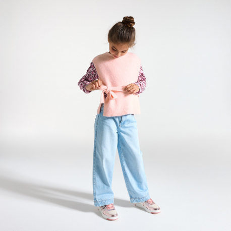 Okaidi Πουλόβερ πόντσο, αμάνικο ροζ για κορίτσια