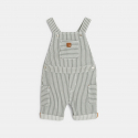 Obaibi Salopette rayee denim et t-shirt vert bebe garcon