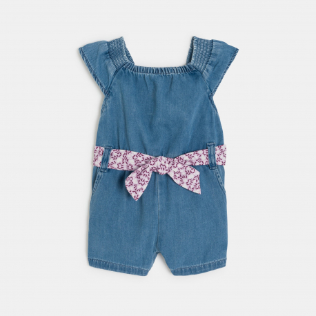 Obaibi Ολόσωμη φόρμα από βαμβακερό ύφασμα τένσελ μπλε για μωρά κοριτσάκια