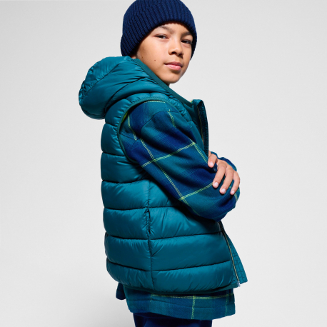 Okaidi Μπουφάν αμάνικο με κουκούλα σκούρο πράσινο