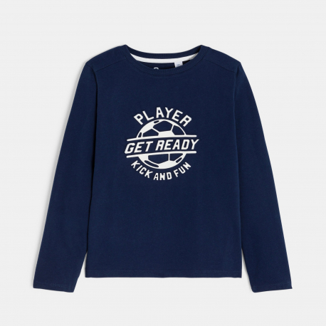 Okaidi Μπλούζα μακρυμάνικη με μήνυμα σε ναυτικό μπλε για αγόρια