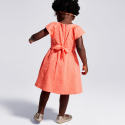 Obaibi Φόρεμα κομψό, βαμβακερό, με ανάγλυφα σχέδια, πορτοκαλί για μωρά κοριτσάκια