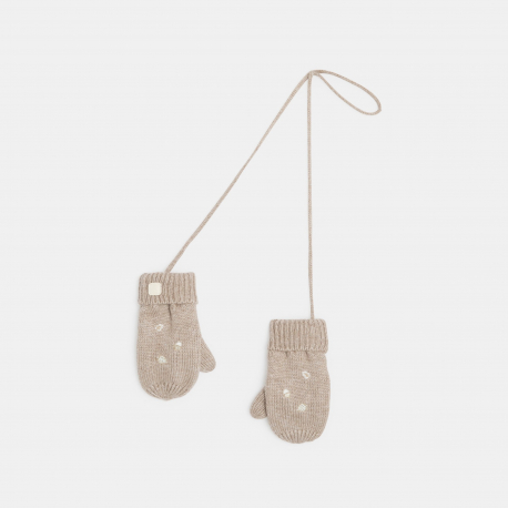 Obaibi Γαντάκια από πλεκτό ύφασμα επενδεδυμένα με χοντρό χνουδωτό φλις, σε ανοιχτό μπεζ