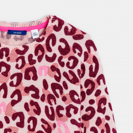 Okaidi Πουλόβερ με τυπωμένα σχέδια λεοπάρ ροζ για κορίτσια