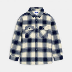 Okaidi Πουκάμισο μπουφάν καρό με εσωτερική επένδυση από φλις μπεζ για αγόρια