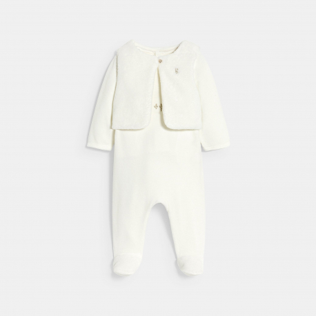 Obaibi Φορμάκι ύπνου από βελούδο και ζακέτα από μαλακό μποά, λευκή για μωρά κοριτσάκια