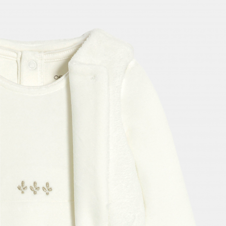 Obaibi Φορμάκι ύπνου από βελούδο και ζακέτα από μαλακό μποά, λευκή για μωρά κοριτσάκια