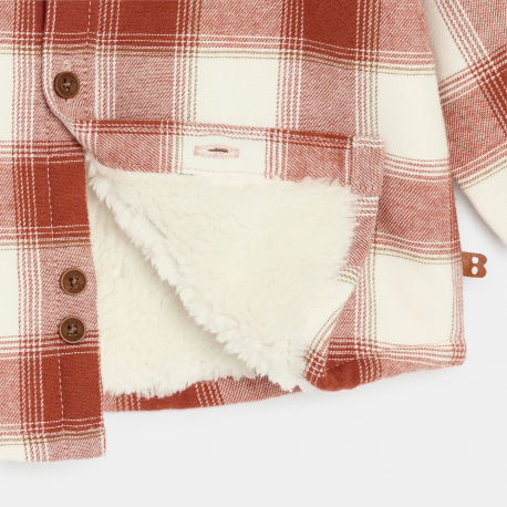 Obaibi Πουκάμισο μπουφάν με επένδυση φλις, καρό κόκκινο για μωρά αγοράκια