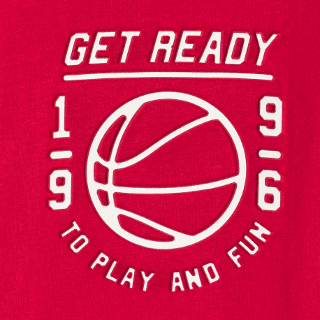 Okaidi Μπλούζα μακρυμάνικη με μήνυμα κόκκινη για αγόρια