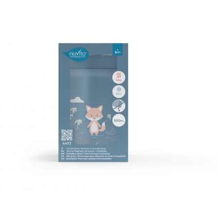 Θερμός φαγητού από ανοξείδωτο ατσάλι Nuvita Powder Blue 500ml