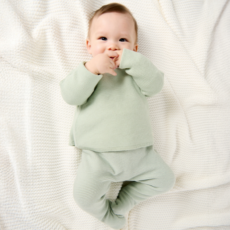 Obaibi Πουλόβερ ζιπουνάκι πλεκτό, πράσινο για νεογέννητα