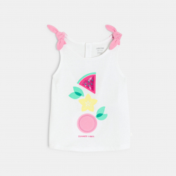 Obaibi Φανελάκι αμάνικο με μοτίφ φρούτα λευκό για μωρά κοριτσάκια