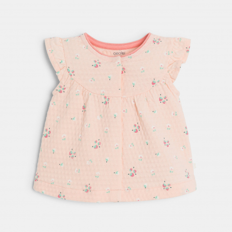 Obaibi Μπλούζα και φουφούλα από  βαμβακερό ύφασμα με ιδιαίτερο φλοράλ σχέδιο ροζ για μω