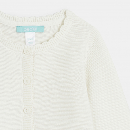 Obaibi Ζακέτα πλεκτή, σε ιδιαίτερο σχέδιο εκρού για μωρά κοριτσάκια