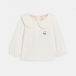 Obaibi Μπλούζα με μεγάλο γιακά λευκή για μωρά κοριτσάκια