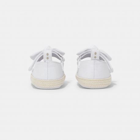 Obaibi Obaibi Μπαλαρίνες βαμβακερές με σόλα από σχοινί λευκές για μωρά κοριτσάκια