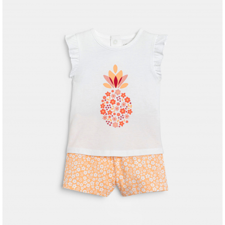 Obaibi Πιτζάμα σε δύο τεμάχια, ανανάς, ροζ  για μωρά κοριτσάκια