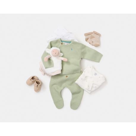 Obaibi Παντελόνι πλεκτό με ποδαράκι πράσινο για νεογέννητα