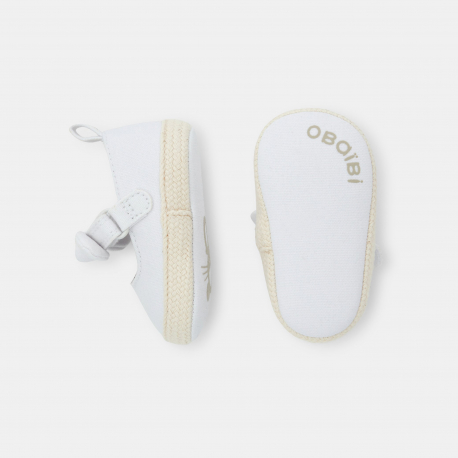 Obaibi Obaibi Μπαλαρίνες βαμβακερές με σόλα από σχοινί λευκές για μωρά κοριτσάκια