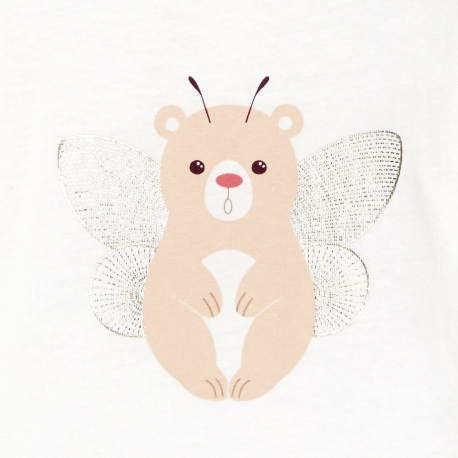 Obaibi Μπλούζα μακρυμάνικη με μοτίφ ζώα μπεζ για μωρά κοριτσάκια