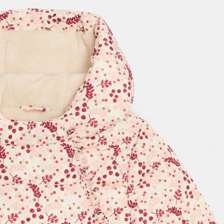 Obaibi Μπουφάν με επένδυση, αδιάβροχο, φλοράλ, ροζ για μωρά κοριτσάκια