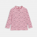 Obaibi Μπλούζα με γιακά με ίσιο τελείωμα με κυματιστό γιακά φλοράλ ροζ για μωρά κοριτσά