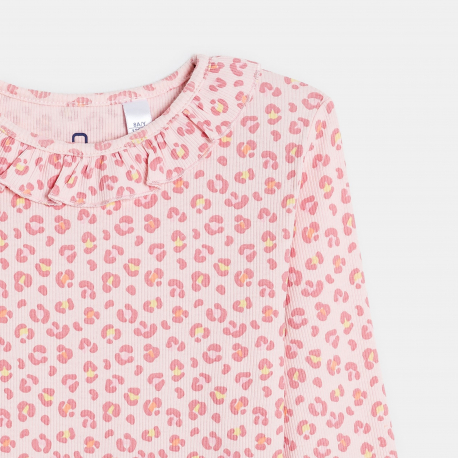 Okaidi Πιτζάμα 2 τεμαχίων από μακό με γραμμές λεοπάρ ροζ