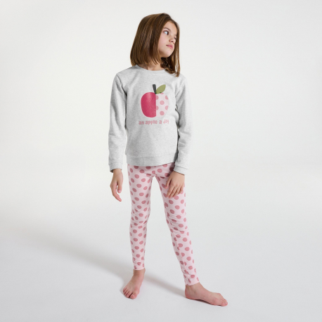 Okaidi Πυτζάμα με μήνυμα από χνουδωτό ύφασμα 2 τεμαχίων γκρι για κορίτσια