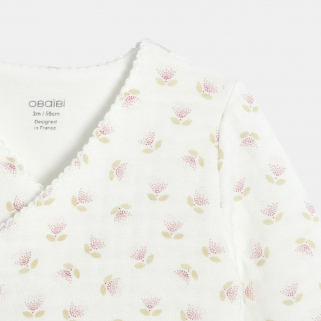 Obaibi Σύνολο από 3 βαμβακερά κομμάτια φλοράλ ροζ για νεογέννητα κοριτσάκια