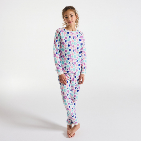 Okaidi Πιτζάμα 2 τεμαχίων από χνουδωτό ύφασμα φλοράλ, ροζ για κορίτσια
