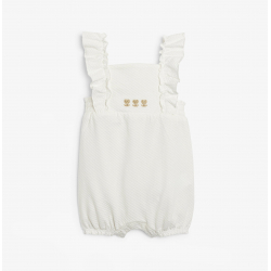 Obaibi Φορμάκι κοντό βαμβακερό με ιδιαίτερο σχέδιο λευκό για νεογέννητα κοριτσάκια