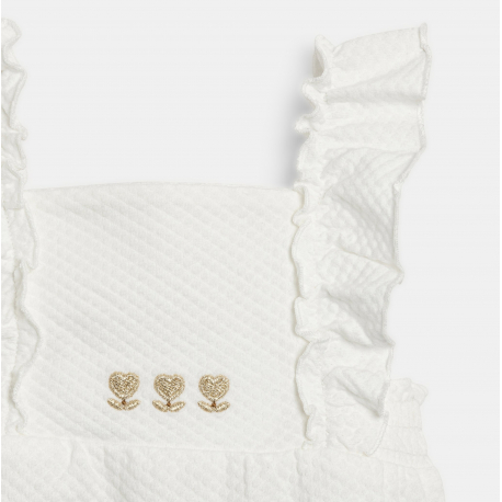 Obaibi Φορμάκι κοντό βαμβακερό με ιδιαίτερο σχέδιο λευκό για νεογέννητα κοριτσάκια