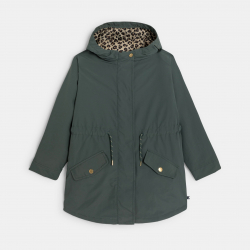 Okaidi Παλτό 3 σε 1 με κουκούλα και υδροαπωθητική προστασία χακί για κορίτσια