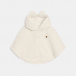 Obaibi Κάπα με κουκούλα από χοντρό χνουδωτό ύφασμα λευκή για νεογέννητα Unisex