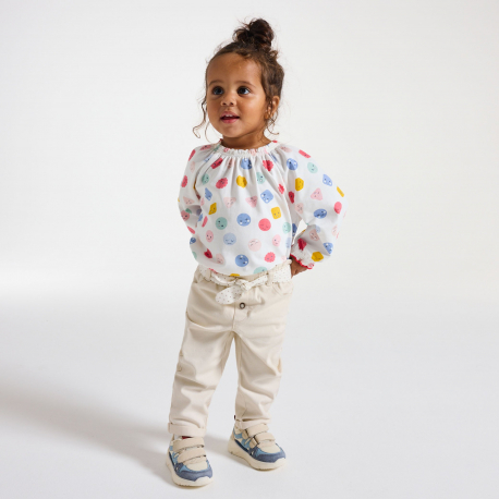 Obaibi Παντελόνι ψηλόμεσο μπεζ, για μωρά κοριτσάκια