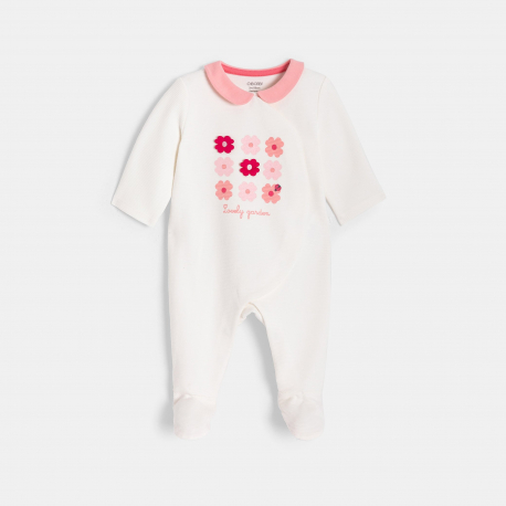Obaibi Dors-bien blanc motif fleuri bebe fille