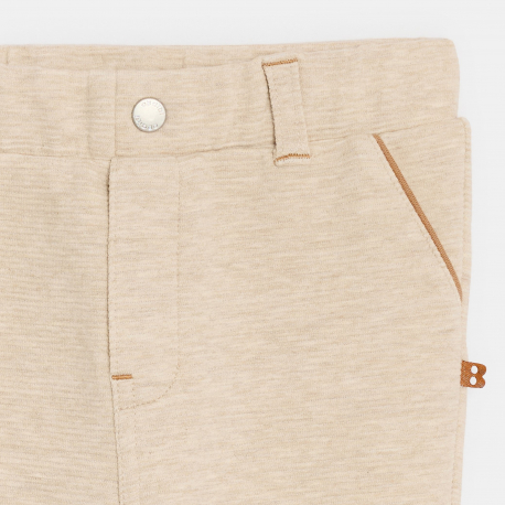 Obaibi Pantalon souple en maille beige bebe garcon