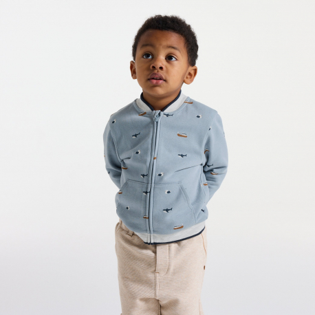 Obaibi Sweat zippe teddy bleu bebe garcon