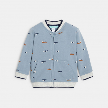 Obaibi Sweat zippe teddy bleu bebe garcon