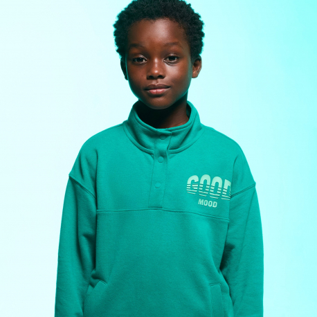 Okaidi Sweat col montant vert garcon